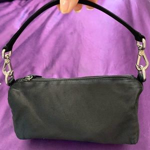 Prada small black satin evening bag